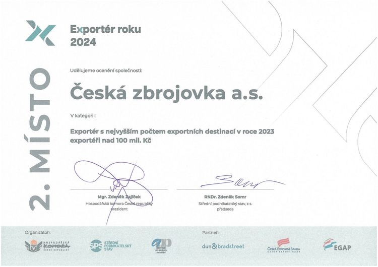 Česká zbrojovka opět mezi špičkou českého exportu!